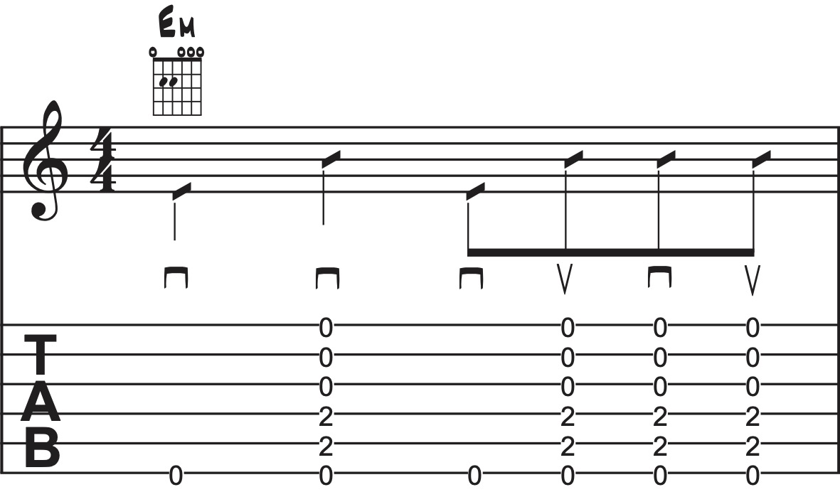Komplexerer Rhythmus mit mehr Variationen (z. B. längere Noten oder Strokes).