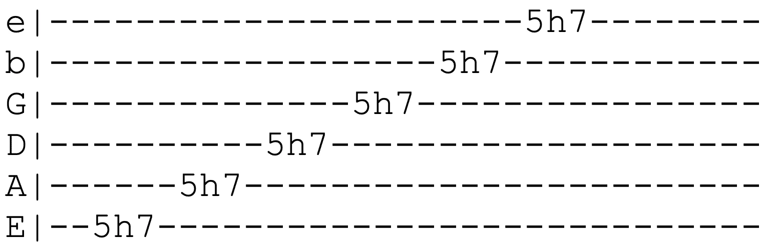 TAB-Beispiel für Hammer-On-Technik.