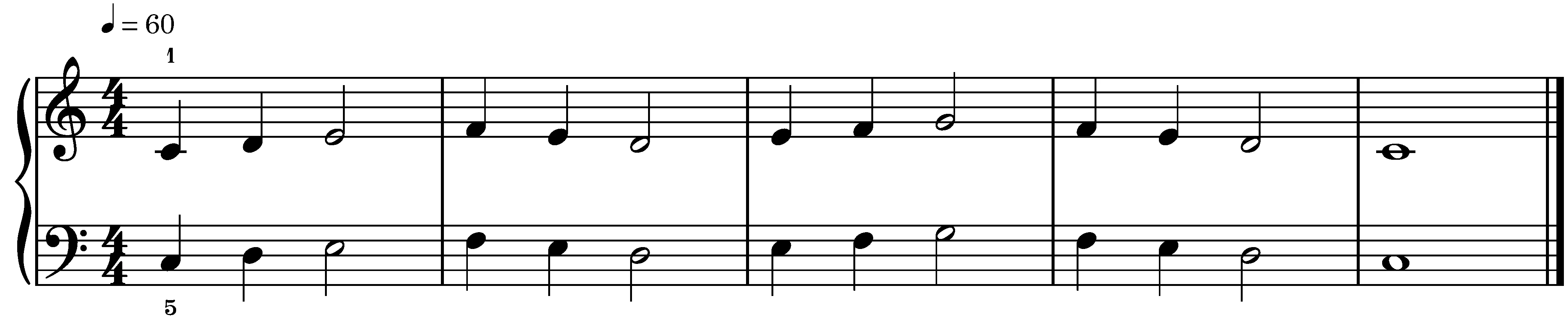 Notenbeispiel zweihändiges Klavierspiel