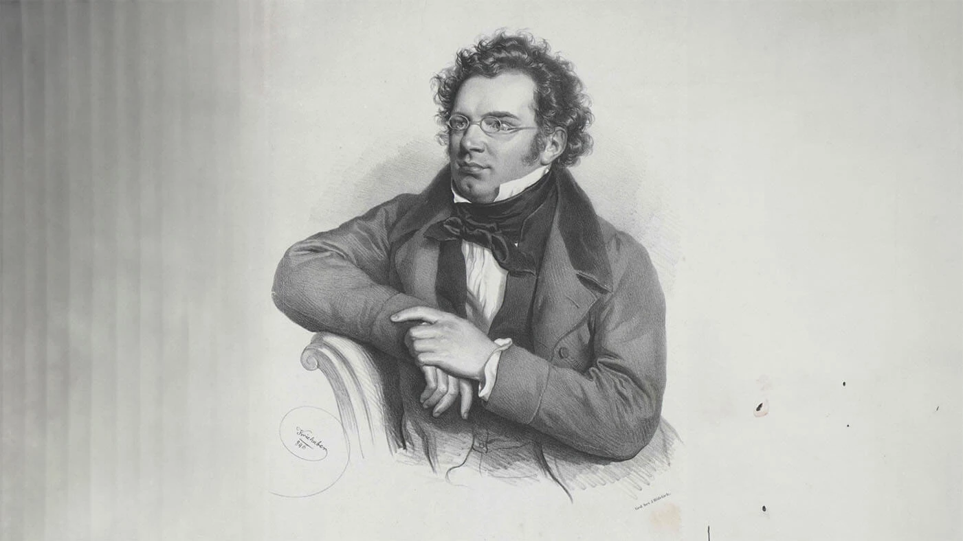 Gezeichnetes Porträt von Franz Schubert.