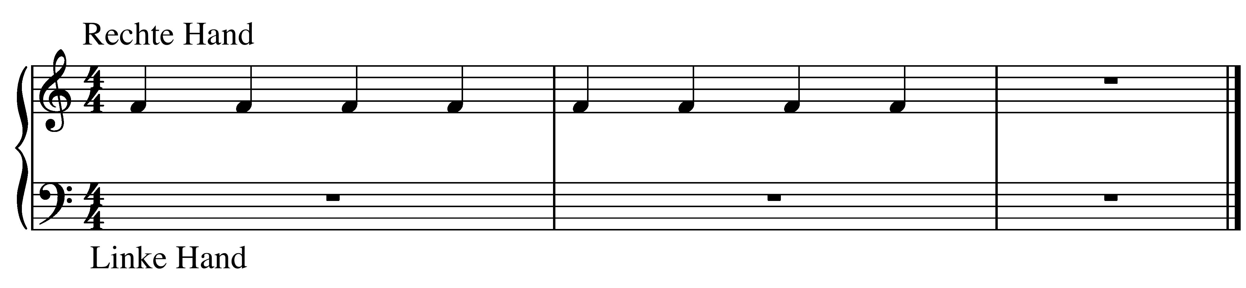 Notenbeispiel für rechte und linke Hand am Klavier