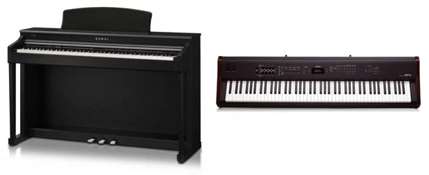 Homepiano und Stagepiano nebeneinander.