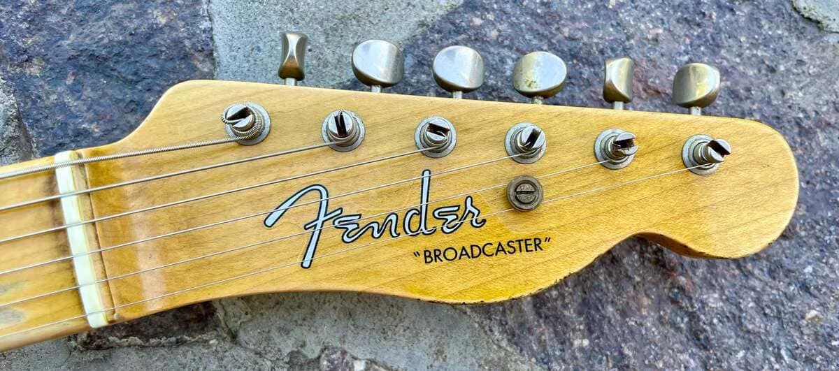 Kopfplatte der vintage Fender Broadcaster Gitarre aus 1950