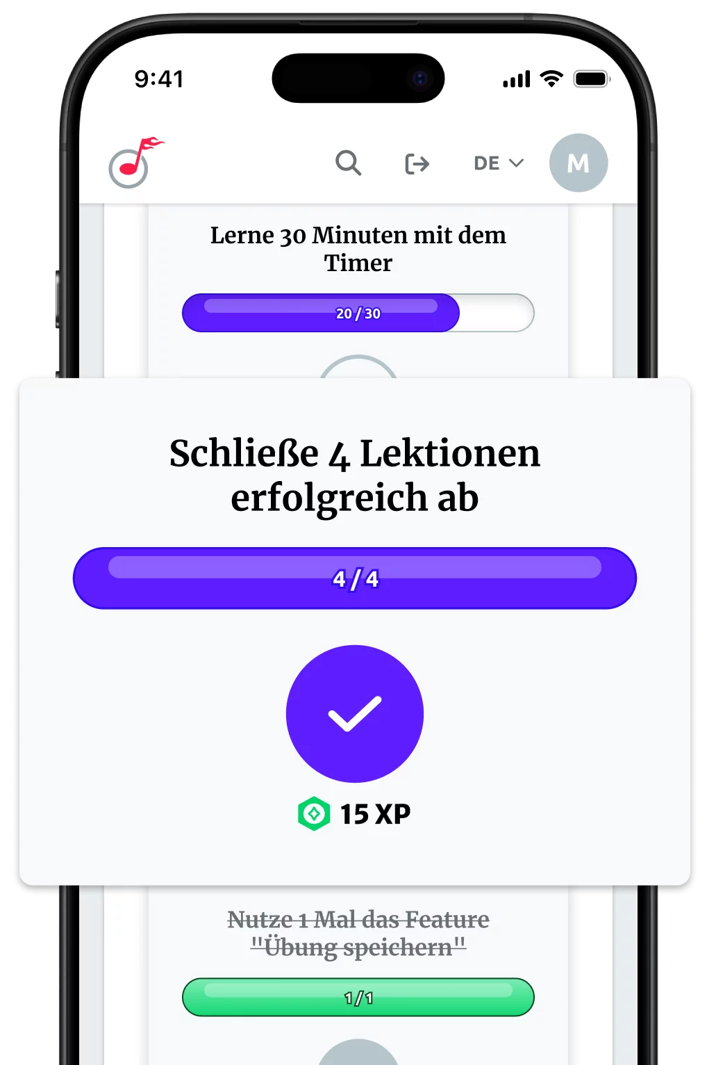 Darstellung des Boards mit wöchentlichen Missionen